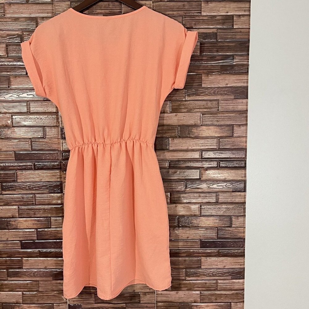 Savvi Womens Dress Size XS Peach Corral Pockets Short Sleeve - Picture 5 of 6